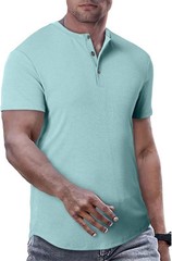Men’s Muscle Slim Henley Shirts Crewneck T-Shirt Gym Workout Athletic Shirt Tees