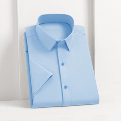 New Men’s Business Casual Solid Color Short Sleeved Shirt for Summer Fashion No