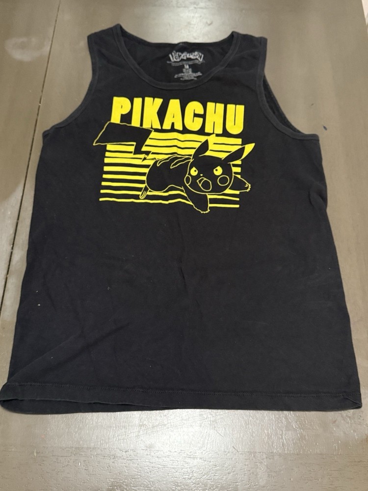 Pokemon Pikachu Tank Top Black Yellow 2014 Sleeveless Graphic Medium