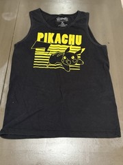 Pokemon Pikachu Tank Top Black Yellow 2014 Sleeveless Graphic Medium