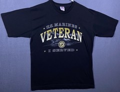 U.S Marines Veteran Served Bayside Made USA Patriotic Proud Military T-shirt L