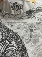 MMA Elite T-Shirt XL White Black Cross Vintage Y2K AOP Affliction style