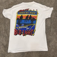 VTG 80s Bud Light I Love You Man T-Shirt Men L Single Stitch White Fishing Lake