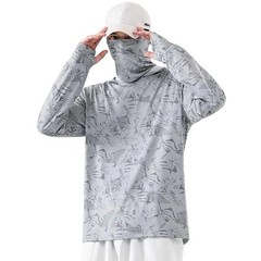 Men Fishing Outdoor Sun Protection T-shirts High Neck Cover Face Hooded Top Tee