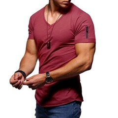 Mens Slim Fit Muscle T Shirt Tops Summer Casual V Neck Short Sleeve Blouse Tee