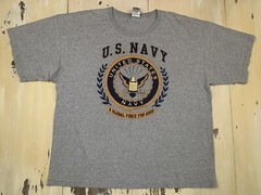 US NAVY – Vtg Gray Global Force For Good Block Letter USN T-shirt, Mens 2XL