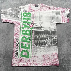 Vintage 1992 Screen Stars T-Shirt Mens Medium Kentucky Derby 118 All Over Print