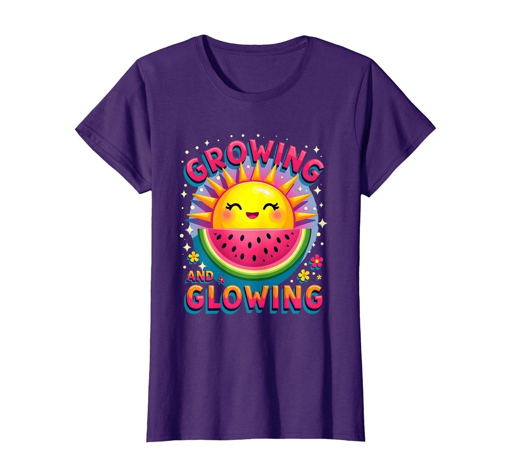 Growing & Glowing Summer Maternity Top for Women – Purple, Size Medium