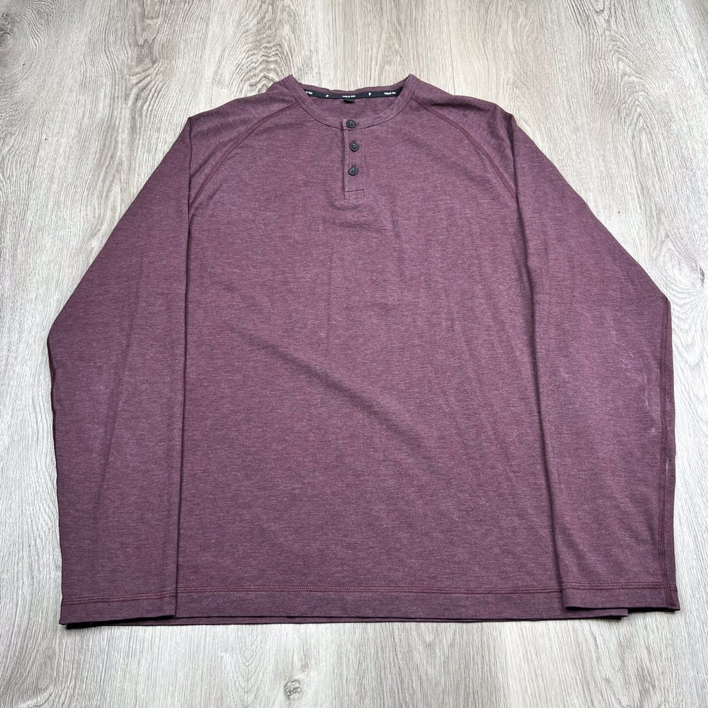 Public Rec Long Sleeve Henley T-Shirt Mens Size Extra Large Maroon