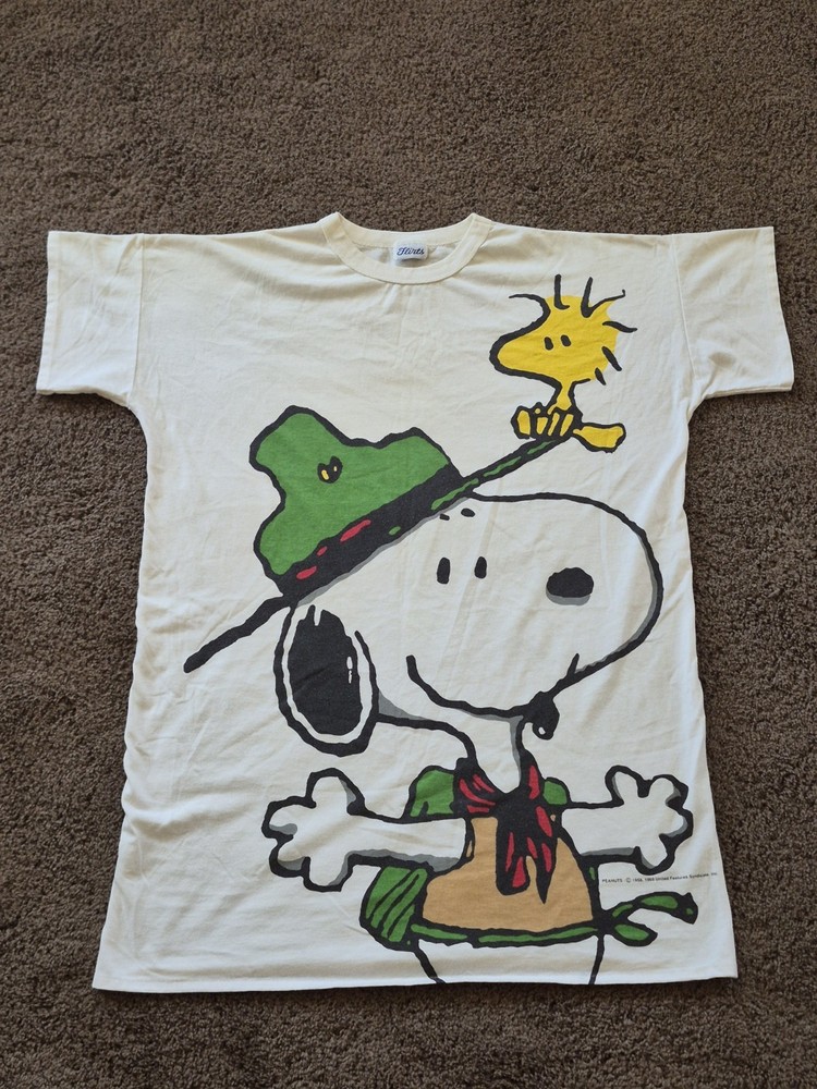 Vintage Oversized Snoopy Woodstock Boy Scout Camper T-Shirt One Size Fits All!