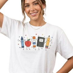 Cute Teacher Doodle Shirt, Comfort Colors ool Supplies Tee, school Teacher Shirt