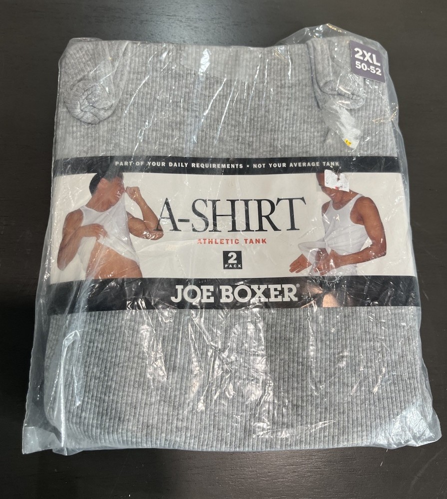 Vtg Joe Boxer A-Shirt Athletic Tank Gray 2 Pack Size 2XL 50-52