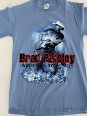 BRAD PAISLEY Concert Shirt Short Sleeve Bonfires & Amplifiers Small S Blue 1223a