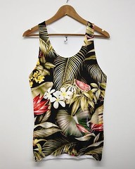 Jungle Watermelon All Over Print Tank Top Tropical Leaves Palm Summer Sun Vest