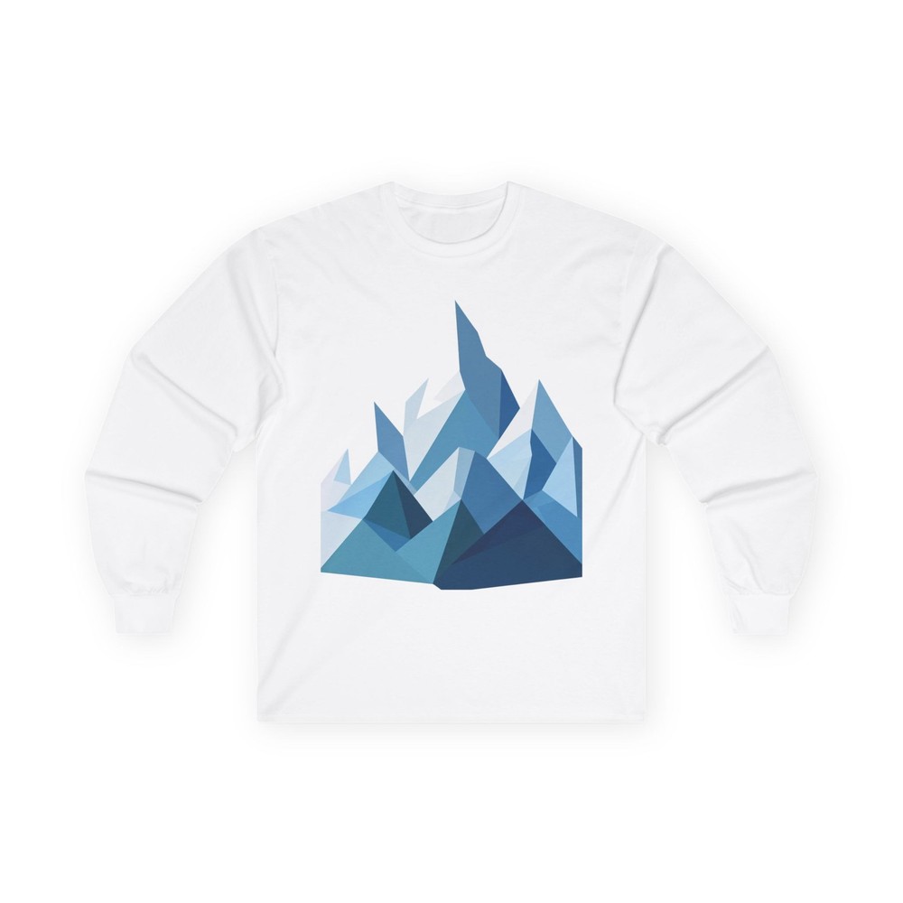 Geometric Mountains Long Sleeve Tee Abstract Nature Art Unisex Made in USA