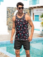 Mens Beach Tank Tops Fashion Graphic Quick Dry Sleeveless Shirt for Beach