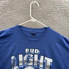 Bud Light Beer Shirt Adult 2XL XXL Blue Crewneck Tee Football Tailgate Party