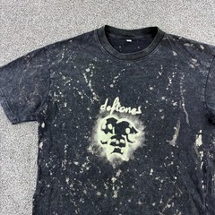 Deftones Shirt Mens Medium Black Bleach Splatter Acid Wash Nu Metal Music
