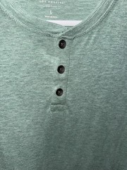 Lucky Brand Men’s Green Solid Henley T-Shirt Short Sleeve Button Size L