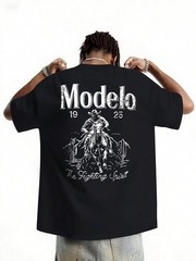 Modelo Graphic Print Men’s 100% Cotton T-Shirt, Casual Sports Style Top T-Shirt