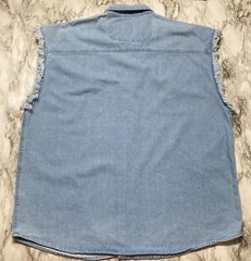 V TWIN Motorcycle Apparel Biker Mens Denim Shirt Size XL Sleeveless Pockets