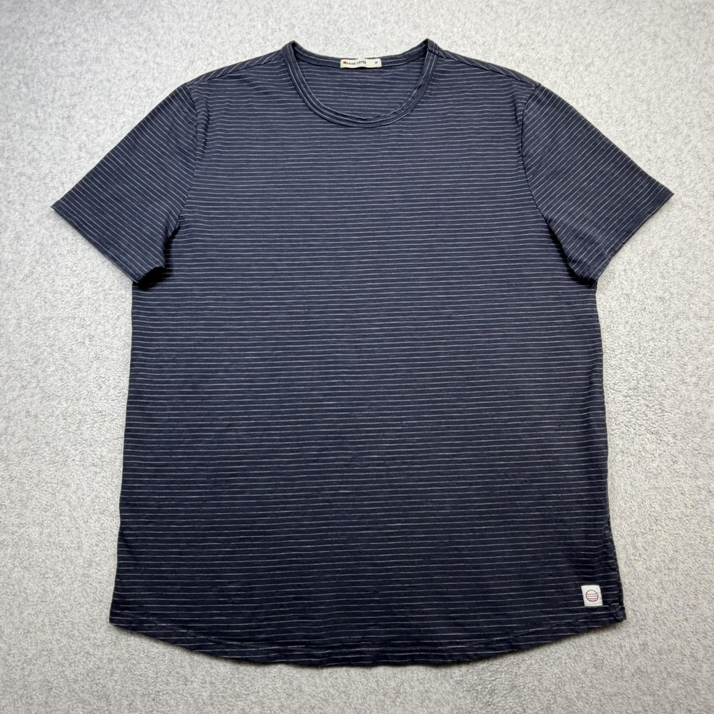 Marine Layer Signature Crew Tee Shirt Mens Medium Blue Striped Made USA Casual