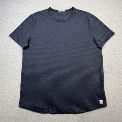 Marine Layer Signature Crew Tee Shirt Mens Medium Blue Striped Made USA Casual