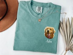 Custom Pet Portrait Comfort Tee Personalized Dog Cat Photo