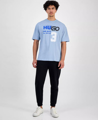 Hugo Boss Mens Hugo Nesite Racing Logo Graphic T-Shirt Cotton Pastel Blue-Medium