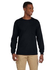 2 Pack Of Gildan G241 Adult Ultra Cotton T Shirt Long Sleeve Pocket T-Shirt