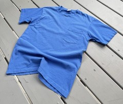 VTG 90s Faded Blue Pocket T Shirt—MADE IN USA—Single Stitch 100% Cotton Large