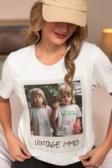 Custom Vintage Photo Year Comfort Tee Personalized Shirt Unisex Gift Idea