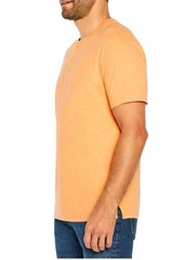 GAP Men’s Soft Short Sleeve Half Button Collar Slub Henley Apricot Wash Medium