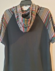 Beautiful Giant Men’s Short Sleeve Hoodie Black with Aztec Design Size Medium