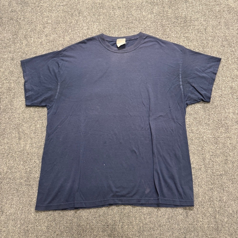 Vintage Hanes T-Shirt Men’s Medium Stained Blank Cotton Blend Heavyweight Blue
