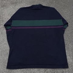 Vintage LL Bean Shirt Men Large Blue Outdoor Hike 80s 90s Striped Mock Neck USA