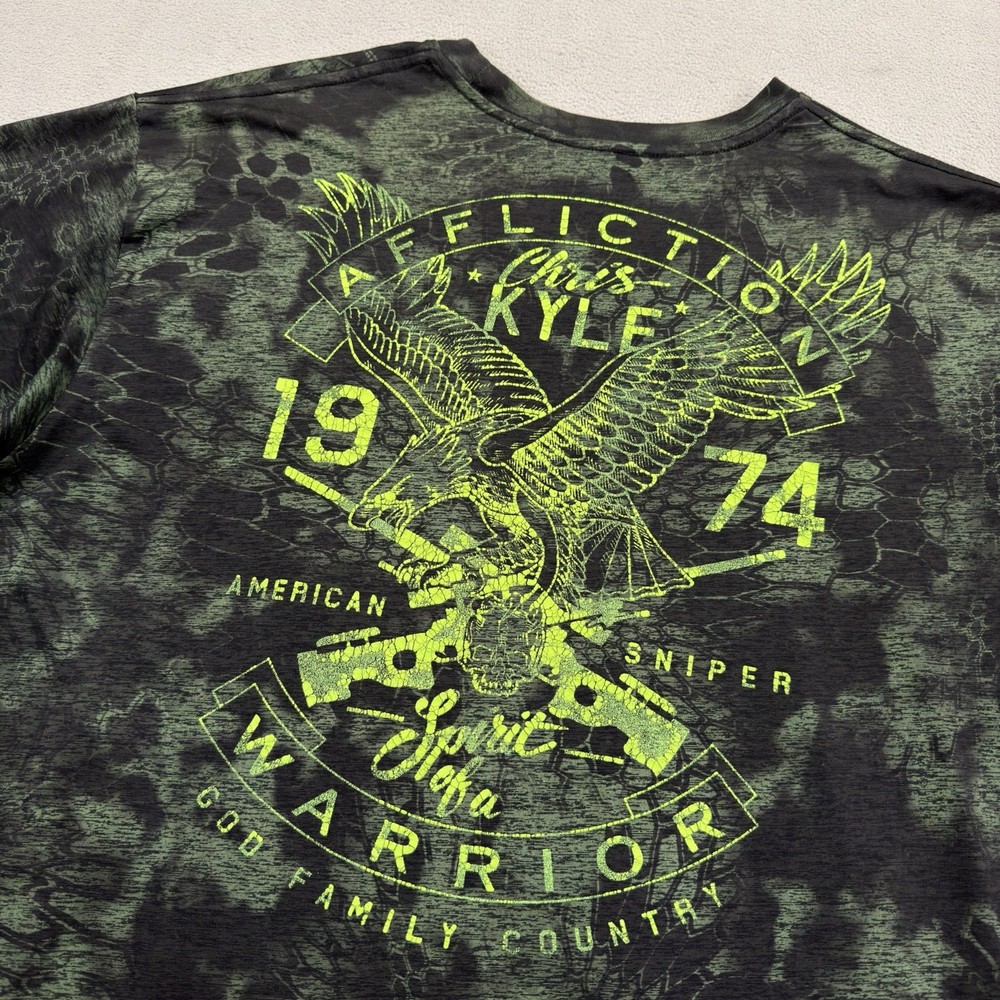 Affliction Chris Kyle American Sniper Shirt 3XL Green Camo Warrior Eagle Skull