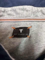 Left Coast Tee Mens Blue Long Sleeve Henley Shirt Cotton Casual XL