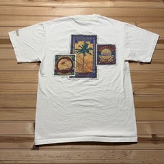 Vintage 90s Panama Jack Nassau Bahamas Postage Stamp Graphic T-Shirt USA Medium