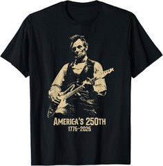 Abraham Lincoln Playing Guitar 4th July 250th Anniversary T-Shirt