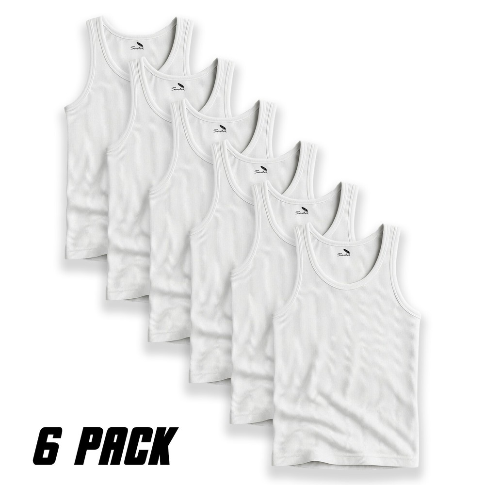 SADA Men’s Tank Tops 6-Pack – 100% Cotton Sleeveless Muscle Shirts S-3XL