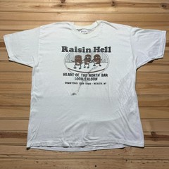 Vintage 80s Raisin Hell Heart of the North Loon Saloon Mercer WI Shirt – XL/2XL