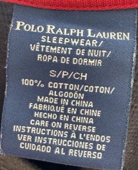 Polo Ralph Lauren Sleepwear Mens Small Waffle Knit Shirt Black 100% Cotton