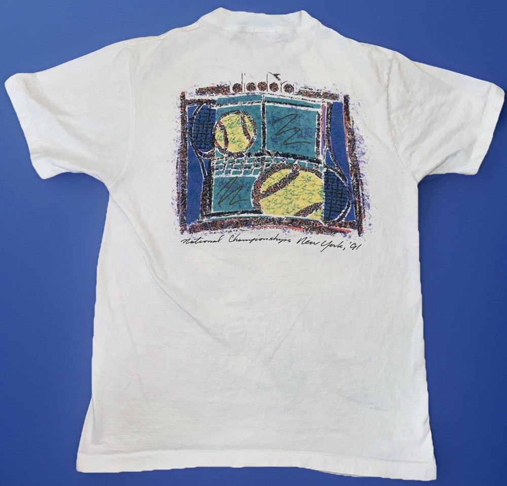 Vintage Diadora Tennis National Championships New York 1991 T Shirt Large