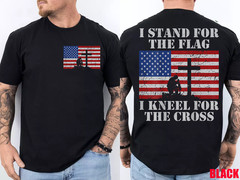 Stand for The Flag I Kneel for The Cross T-Shirt Patriotic Christian USA Flag