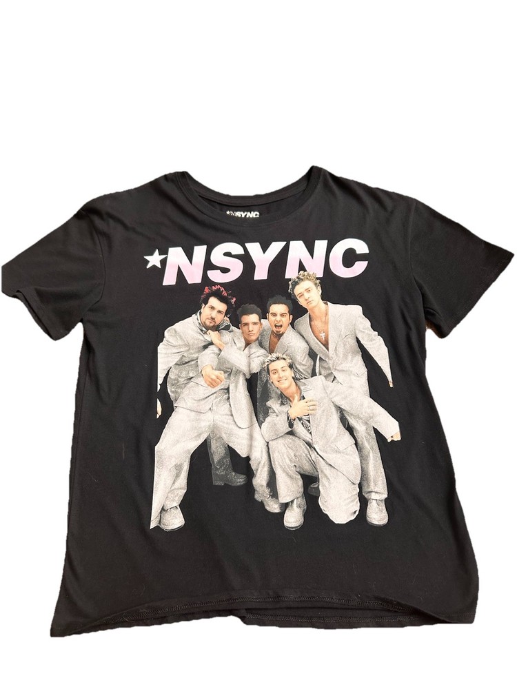 NSYNC Graphic Band Tee Black Boy Band Concert Style Shirt XL 2000s Vintage 90s