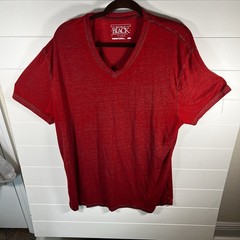 Buckle Black Men’s Red V-Neck T-Shirt XXL Short Sleeve Casual Cotton Blend
