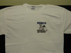 NEW Muscle & Steel : “DTG” PRINT On 100% COTTON WHITE T-SHIRT LARGE