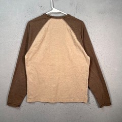 Banana Republic Mens Medium Beige & Brown Raglan Long Sleeve T-Shirt