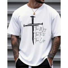 Men’s Christian Faith Graphic T-Shirt “The Way The Truth The Life” Cross Tee